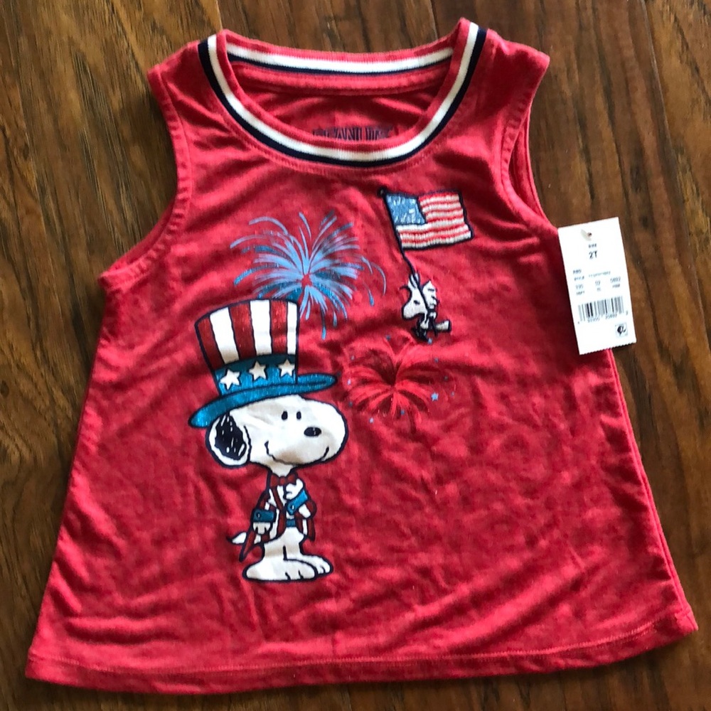 Girls Tank Top. PEANUTS. 4th of July. Size 2T.